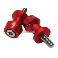 TITAX Bobbins (spools), swing arm adapter for M/C racing stand, alu, red, M10 x 1,25 mm, pair.