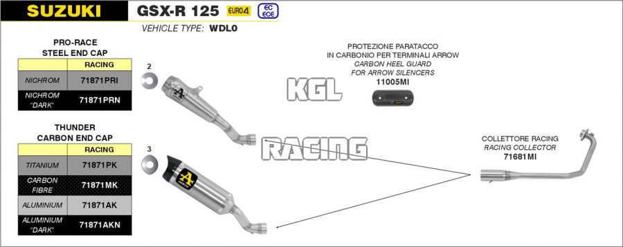 Arrow pour Suzuki GSX-R 125 2017-2020 - Silencieux Pro-Race Nichrom Dark - Cliquez sur l'image pour la fermer