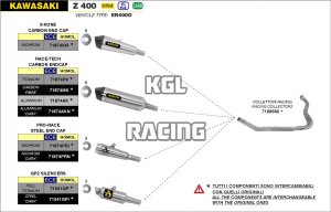 Arrow for Kawasaki Z 400 2019-2020 - Racing collectors interchangeable with original ones