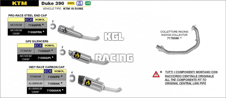 Arrow voor KTM DUKE 390 2021-2022 - Indy-Race Titanium demper met carbon eindkap - Klik op de afbeelding om het venster te sluiten