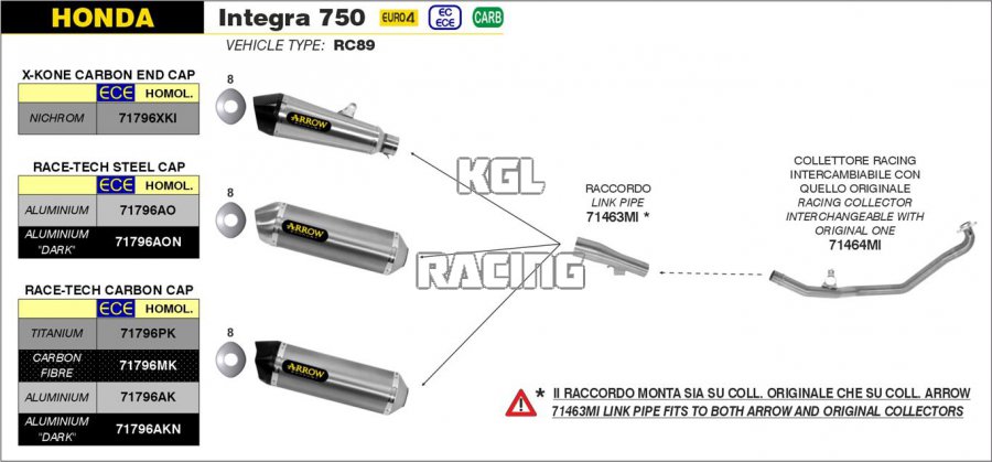Arrow pour Honda INTEGRA 750 DCT 2016-2020 - Silencieux Race-Tech Aluminium Dark avec embout en carbone - Cliquez sur l'image pour la fermer