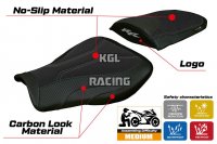 Seat cover compatible Honda CBR 600 RR 2007-2025 - model Huelva Ultragrip - WITH LOGO - Black