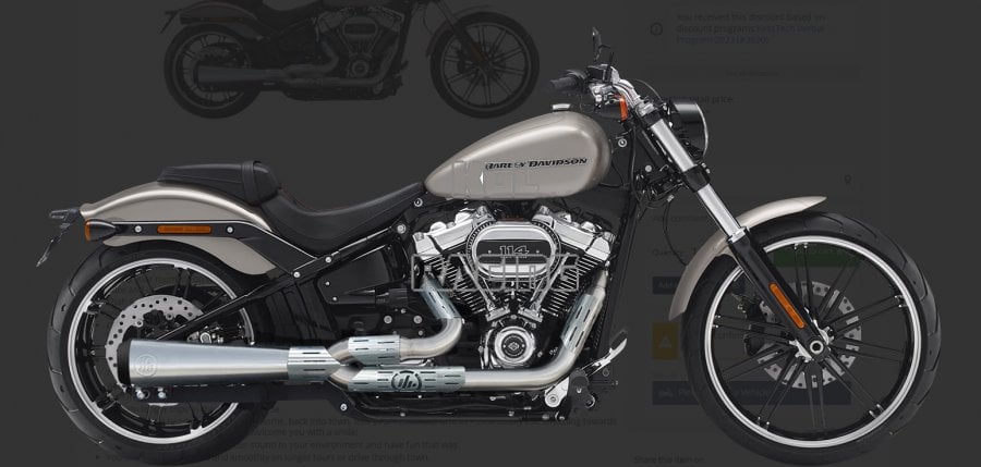 Kesstech voor Harley Davidson Softail Fat Boy / Breakout 114 2021-2024 - volledige uitlaat Cone X Clubstyle - Klik op de afbeelding om het venster te sluiten