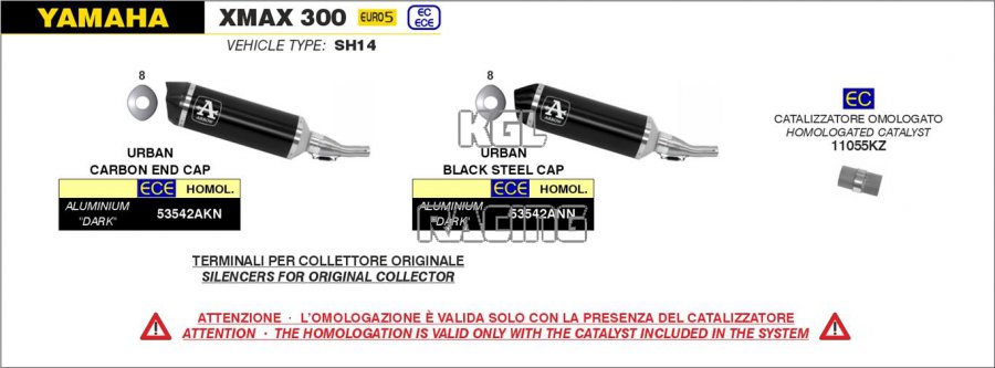 Arrow pour Yamaha XMAX 300 2021-2022 - Kit catalyseur - Cliquez sur l'image pour la fermer