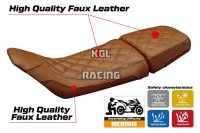 Housse de selle compatible Husqvarna Svartpilen 401 2018 - 2023 - model Solna vintage - SANS LOGO - Brun