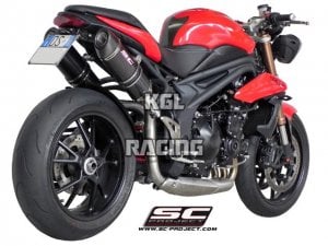 SC Project dempers Triumph Speed Triple '11-'14 - Oval Carbon met Y link pipe