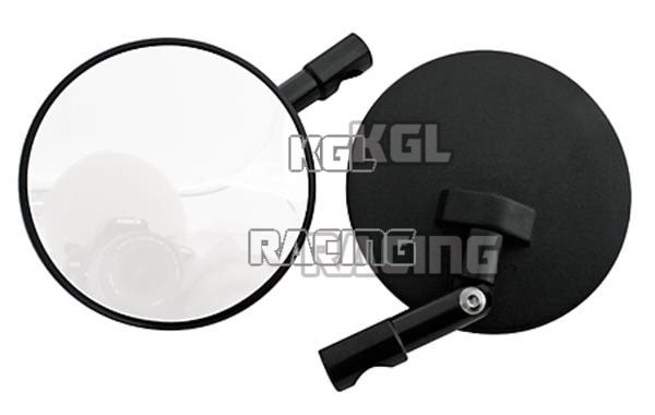 mirror f.H/bar-end, round, black, adjustable stem - Click Image to Close