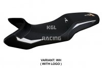Housse de selle compatible KTM 1390 Super Adventure R 2025 - model Steyr - AVEC LOGO - Blanc