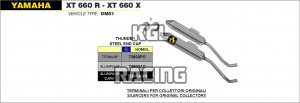 Arrow pour Yamaha XT 660 R - XT 660 X 2004-2016 - Silencieux Thunder approuve aluminium Dark (droite et gauche)