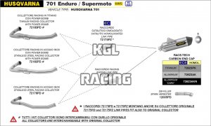 Arrow pour Husqvarna 701 Enduro/Supermoto 2021-2022 - Collecteur racing en titane avec power bomb, interchangeable avec l'original