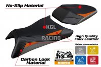 Housse de selle compatible KTM 390 Duke 2024-2025 - model Mora - SANS LOGO - Orange / Gris