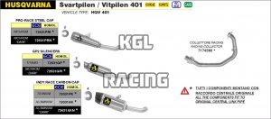 Arrow voor Husqvarna Svartpilen / Vitpilen 401 2020-2022 - Indy Race Aluminium Dark demper met carbon eindkap