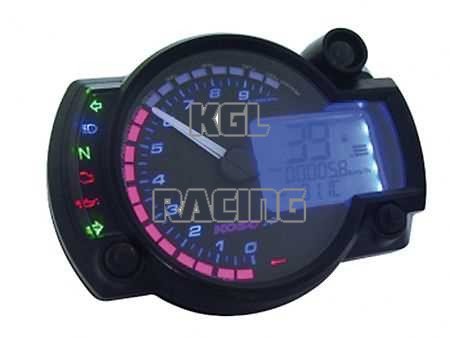 KOSO Race dashbord - Model: RX2N Teller Zwart Verlichting Blauw 10.000 T - Klik op de afbeelding om het venster te sluiten