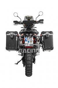 Touratech ZEGA Evo X koffer systeem voor KTM 890 Adventure/ R / 790 Adventure / 790 R - 38L_38L - rek zilver , koffer Zwart