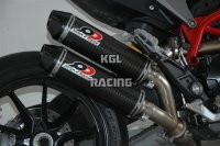 QD exhaust pour DUCATI Hypermotard 821 2013-> - 1 in 2 link pipe + catalysts + twin round carbon silencieux set
