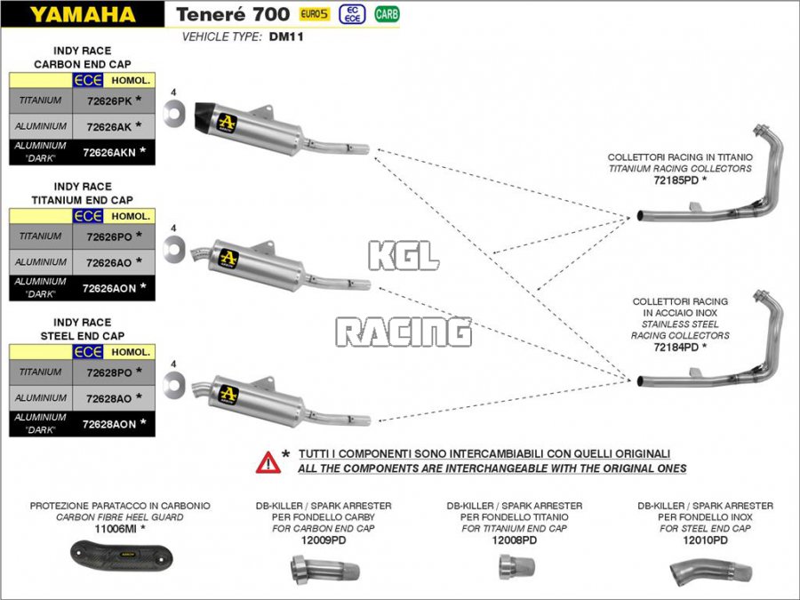 Arrow for Yamaha Teneré 700 2021-2022 - Indy Race Titanium silencer with titanium end cap - Click Image to Close