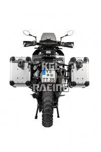 Touratech ZEGA Evo aluminium pannier system for KTM 890 Adventure/ R / 790 Adventure / 790 R - 38L_45L - rack black , case Silver