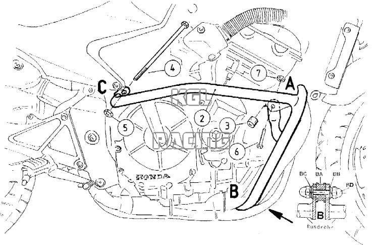 Valbeugels voor Honda CB 600 F Hornet bis Bj. 2006 / S bis Bj.2002 (motor) - chroom - Klik op de afbeelding om het venster te sluiten
