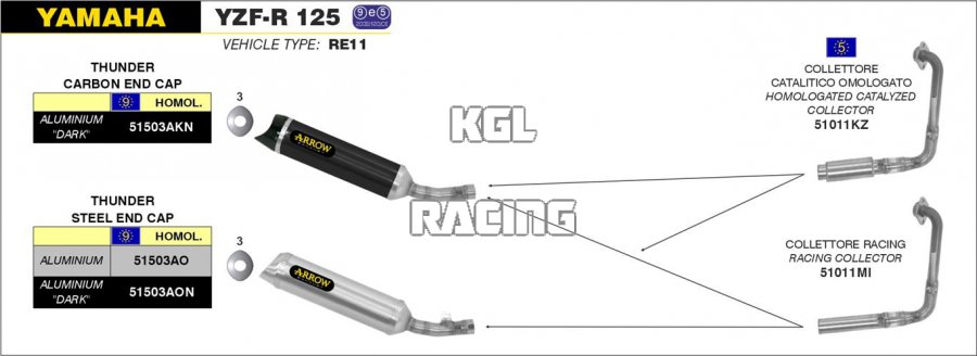 Arrow for Yamaha YZF-R 125 2014-2016 - Catalytic collectors kit - Click Image to Close