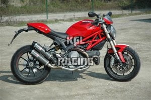 QD exhaust pour DUCATI MONSTER 1100 EVO - 1 in 2 link pipe + catalysts + twin round carbon silencieux set