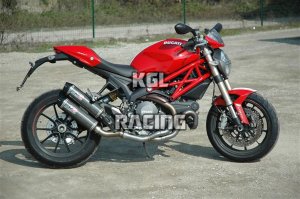 QD exhaust for DUCATI MONSTER 1100 EVO - 1 in 2 link pipe + catalysts + twin round carbon muffler set