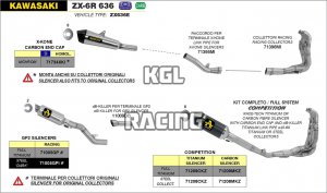 Arrow pour Kawasaki ZX-6R 636 2013-2016 - Ligne complete COMPETITION FULL TITANIUM avec silencieux en carbone