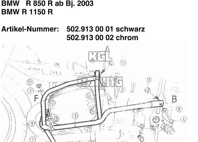 Valbeugels voor BMW R 1150R - chroom - Klik op de afbeelding om het venster te sluiten