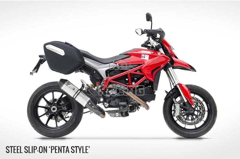 ZARD voor Ducati Hypermotard / Hyper SP / Hyperstrada 821 2013-2019 gekeurde Slip-On demper 2-1 Penta Style INOX - Klik op de afbeelding om het venster te sluiten