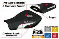 Seat cover compatible Honda CBR 600 RR 2007-2025 - model Huelva Comfort System - WITH LOGO - White