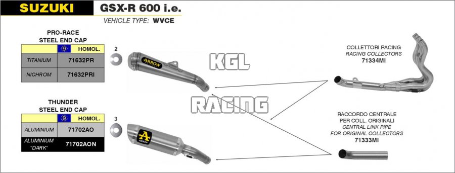 Arrow pour Suzuki GSX-R 600 i.e. 2006-2007 - Joint intermediaire pour collecteurs d'origine - Cliquez sur l'image pour la fermer