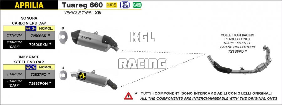 Arrow for Aprilia Tuareg 660 2022- - Stainless steel racing collectors - Click Image to Close