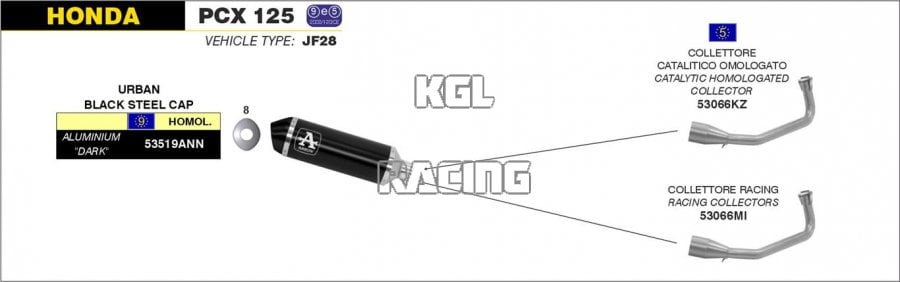 Arrow pour Honda PCX 125 2012-2013 - Collecteur racing pour pot Urban - Cliquez sur l'image pour la fermer