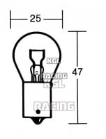 Lamp 12V 21W BAU15S, amber, big round head, homologated