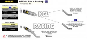 Arrow voor Aprilia RSV 4 2009-2015 - Race-Tech goedgekeurde titanium demper met carbon eindkap
