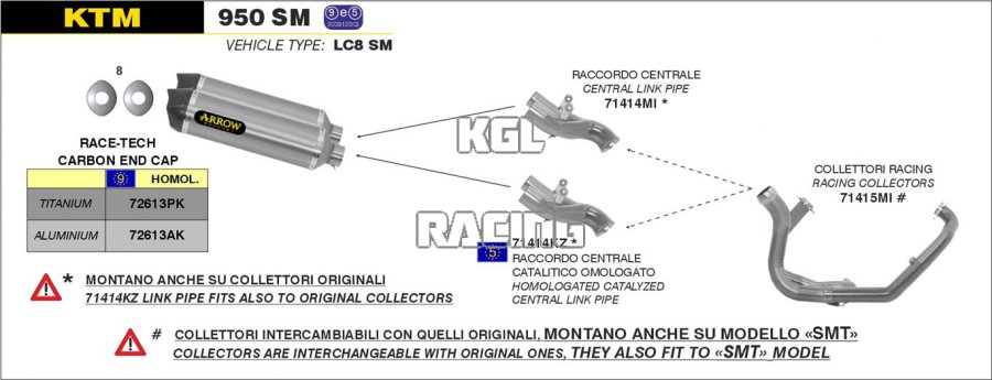 Arrow pour KTM 950 SM 2006-2009 - Joint intermediaire - Cliquez sur l'image pour la fermer
