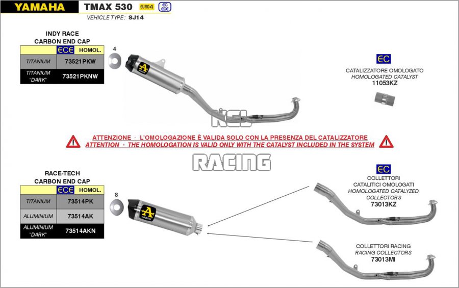 Arrow pour Yamaha TMAX 530 2017-2019 - Silencieux Race-Tech Aluminium avec embout en carbone - Cliquez sur l'image pour la fermer
