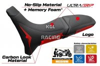 Housse de selle compatible Moto Morini X-Cape 650-700 2021 - 2025 - model Reno Ultragrip Comfort System - AVEC LOGO - Rouge