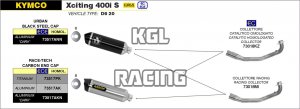 Arrow for Kymco XCITING 400i S 2019-2020 - Race-Tech aluminium silencer with carby end cap