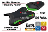 Housse de selle compatible Kawasaki Ninja 300 2013 - 2017 - model Aliko Comfort System - AVEC LOGO - Vert