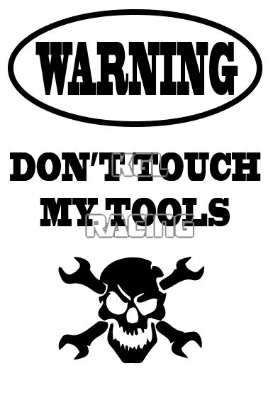 Aluminium parking sign 22 cm x 30 cm - DON'T TOUCH MY TOOLS - Click Image to Close