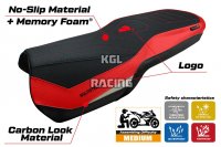 Seat cover compatible Ducati Multistrada V4 2021-2025 - model Lula Ultragrip Comfort System - WITH LOGO - Red / Silver