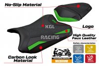 Housse de selle compatible Kawasaki Ninja 300 2013 - 2017 - model Aliko Ultragrip - AVEC LOGO - Vert