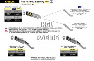 Arrow voor Aprilia RSV 4 1100 Factory 2019-2020 - Race-Tech goedgekeurde titanium demper met carbon eindkap