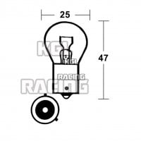 Lamp 12V 21W BAU15S, silver, big round head, yellow light, homologated