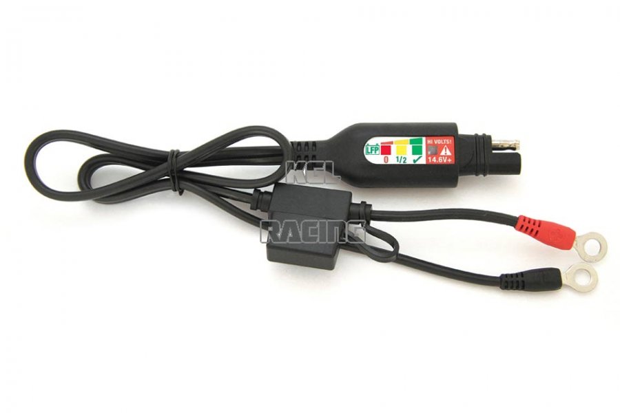 Permanent power sport battery lead with integrated battery status / charge system monitor for 12.8 / 13.2V lithium. - Click Image to Close