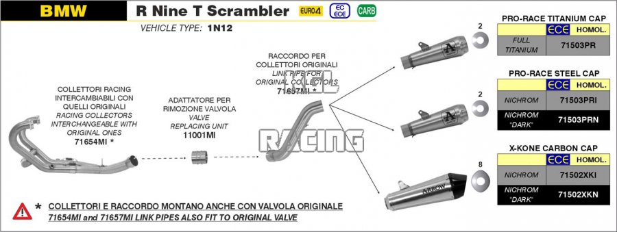 Arrow pour BMW R Nine T Scrambler 2016-2019 - Collecteurs racings - Cliquez sur l'image pour la fermer