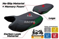 Housse de selle compatible QJ Motor SRT 800 X / S / SX 2023-2025 - model Wuhai Comfort System - AVEC LOGO - Vert Militair