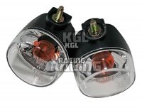 Indicator, round, top mount, black, clear lens, pair