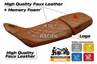 Housse de selle compatible Husqvarna Svartpilen 401 2018 - 2023 - model Solna vintage Comfort System - AVEC LOGO - Brun