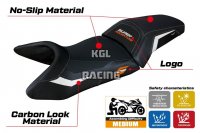 Housse de selle compatible KTM 1390 Super Adventure S 2025 - model Enns - AVEC LOGO - Blanc